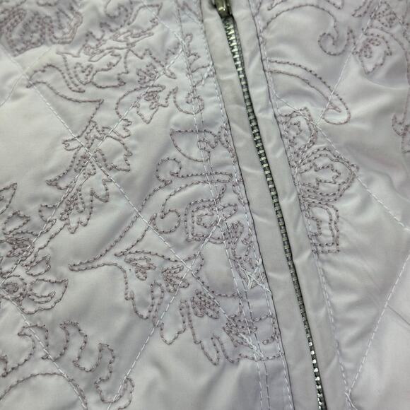 Eddie Bauer Lavender Premium Goose Down Quilted Vest Embroidered Womens Medium M - Picture 11 of 12
